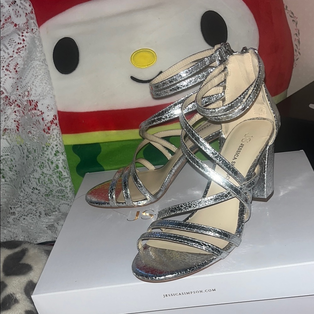 Jessica Simpson Metallic Strappy Heels